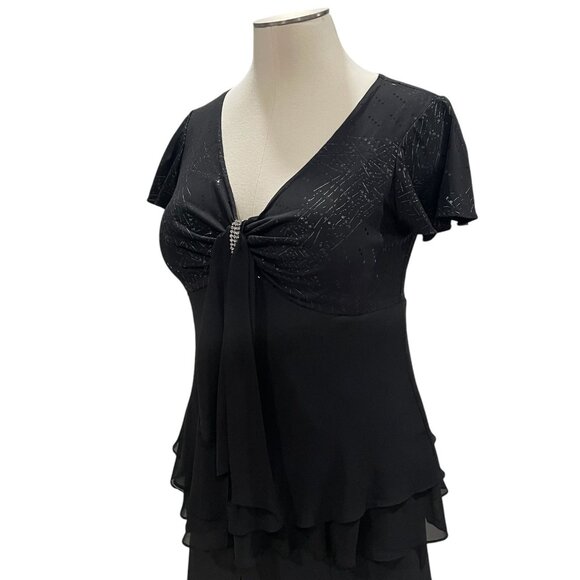 RM Richards Black Chiffon Tunic 14W Beaded Detail Formal Gala Holiday Evening - Picture 9 of 12